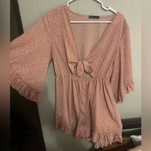 Pink Polka Dot Women's Romper